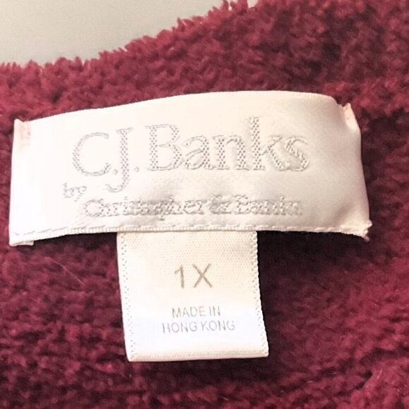 CHRISTOPHER BANKS SWEATER JACKET PLUS 1X BURGUNDY - Picture 8 of 10